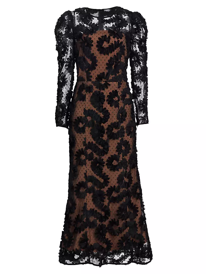 цена Платье макси Bossa из тюля с цветочной аппликацией Elliatt, черный