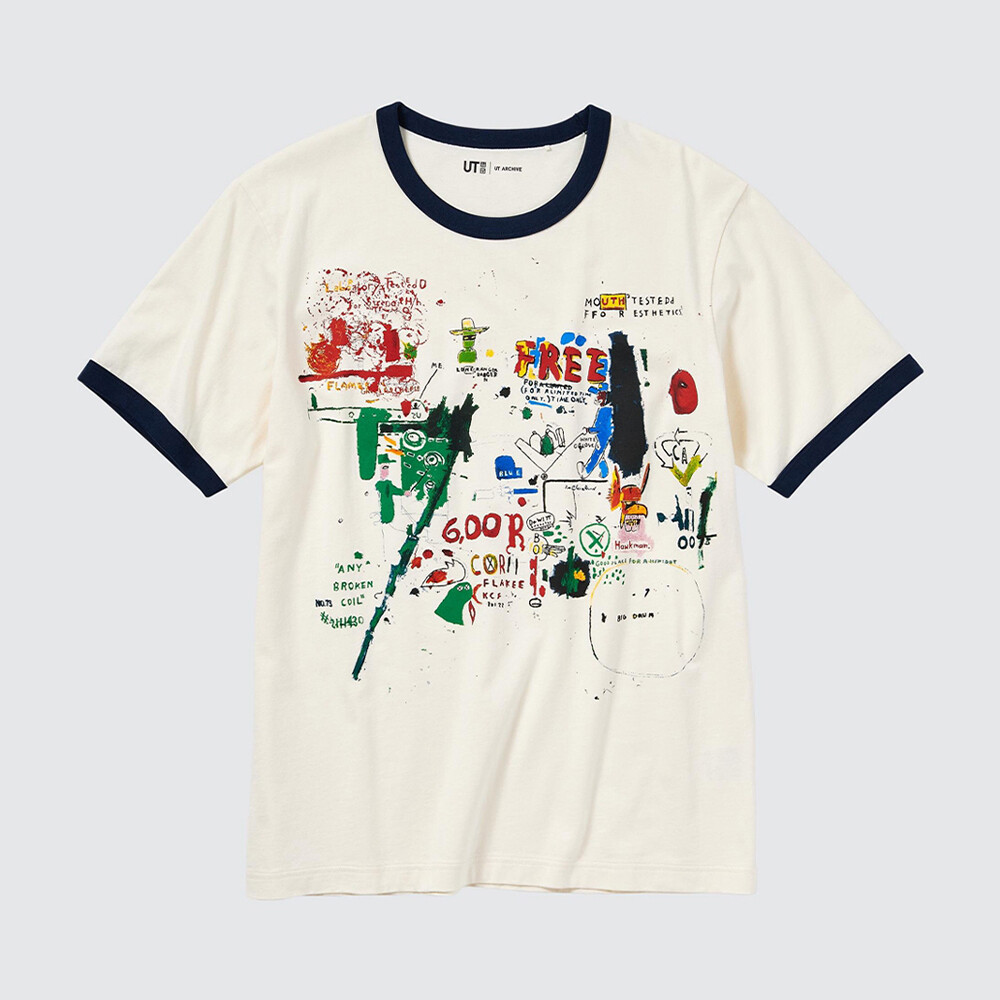 

Футболка Uniqlo унисекс с принтом Basquiat с коротким рукавом, белый