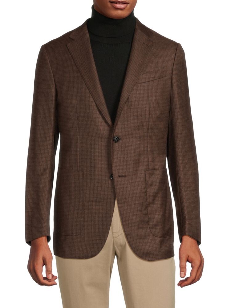 

Шерстяное спортивное пальто в клетку Zegna, коричневый