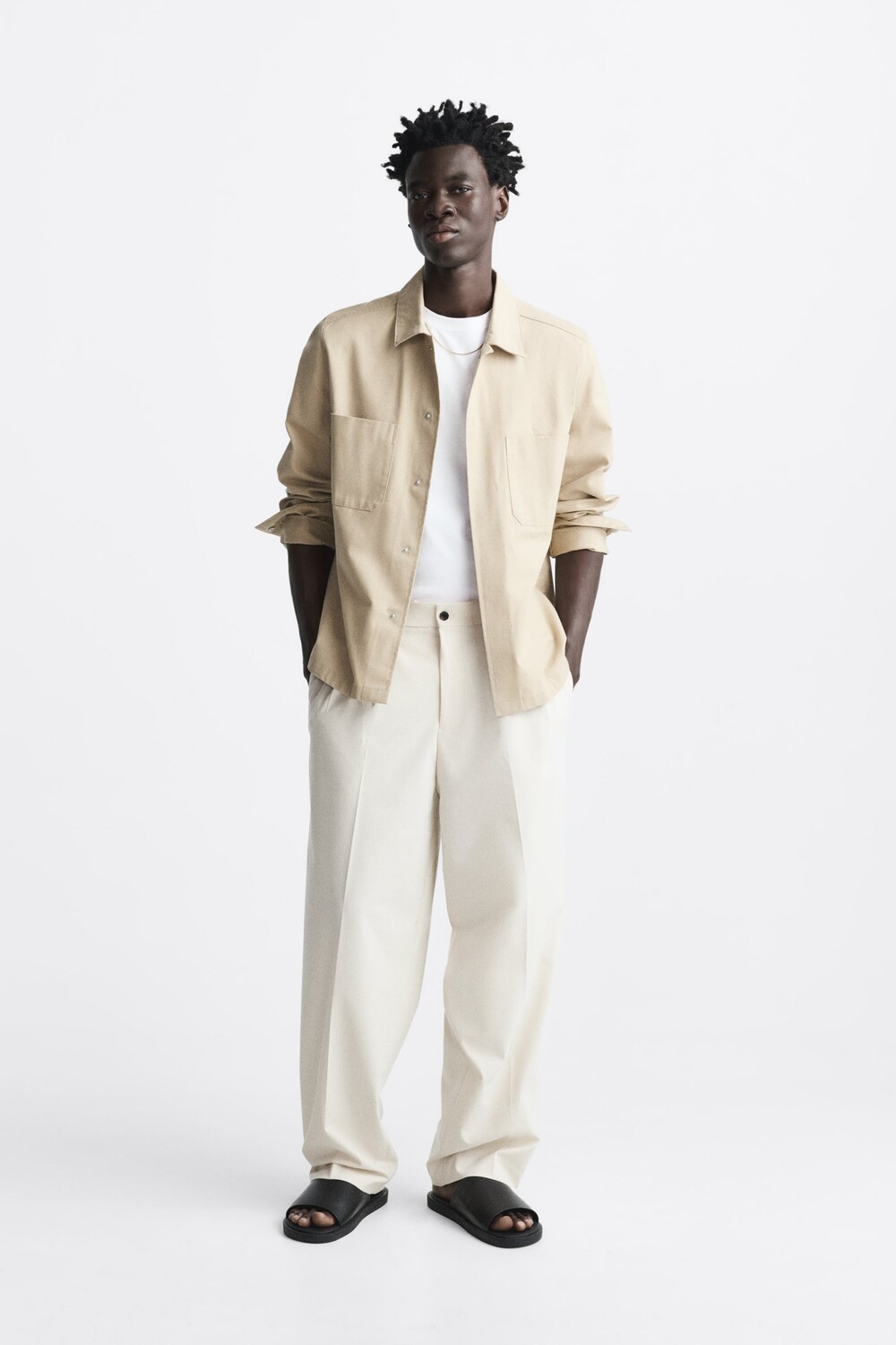

Широкие брюки Zara, светло-бежевый
