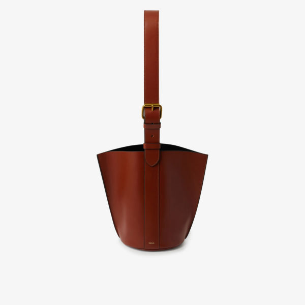 Миниатюрная кожаная сумка на плечо saul с тисненым логотипом Soeur, цвет acajou/noir