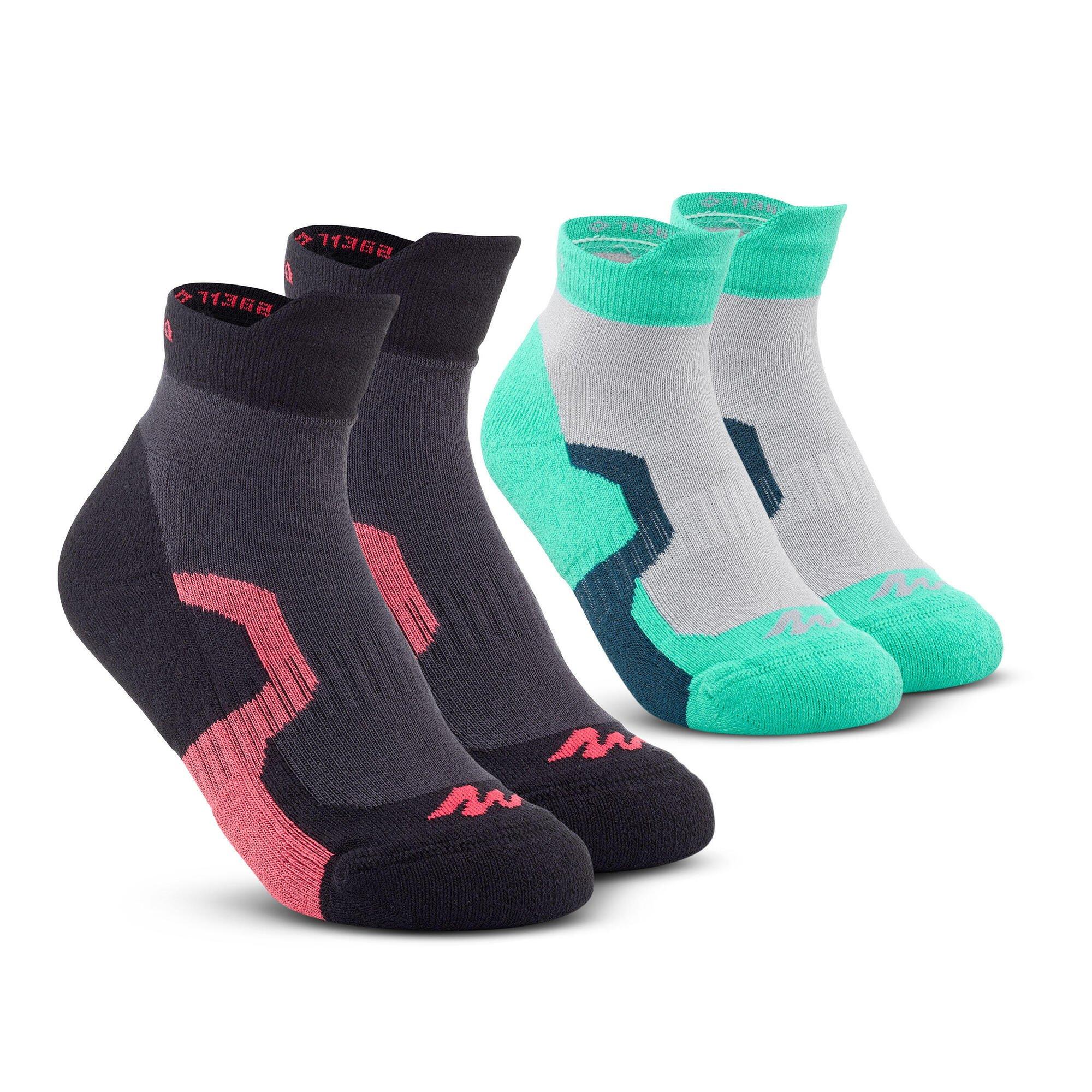 Носки для походов Decathlon, 2 пары, средние носки-кроссовки Quechua, розовый