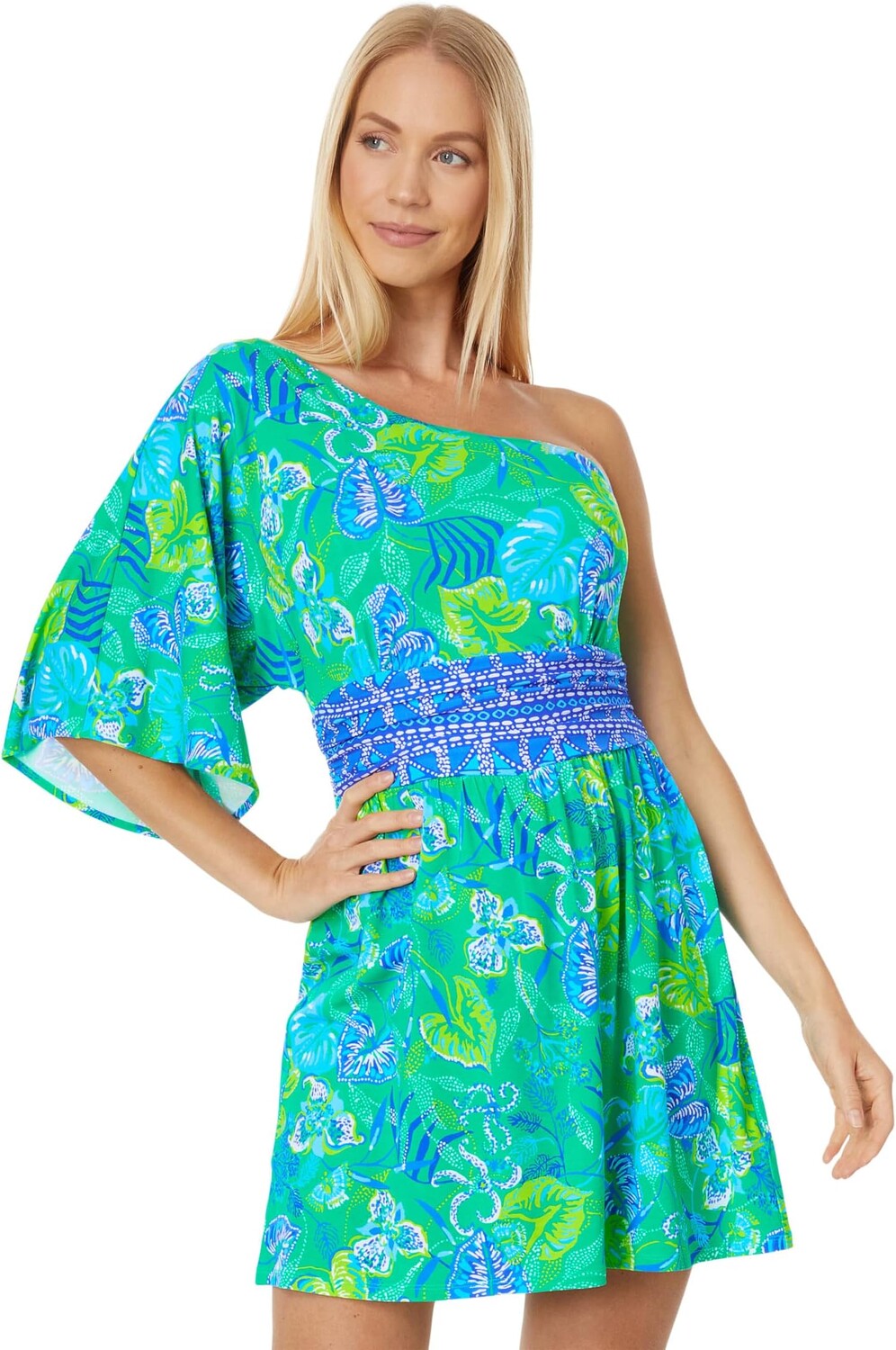 

Платье Niki One Shoulder Romper Lilly Pulitzer, цвет Botanical Green in A Flutter Engineered Romper