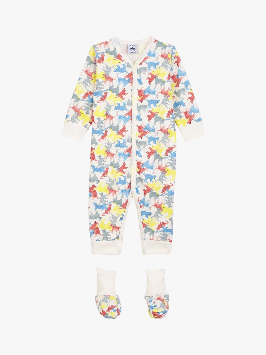 

Petit Bateau Baby Colorful Cats Флисовый пижамный комбинезон и пинетки Подарочный набор для сна, Зефирный/Мульти