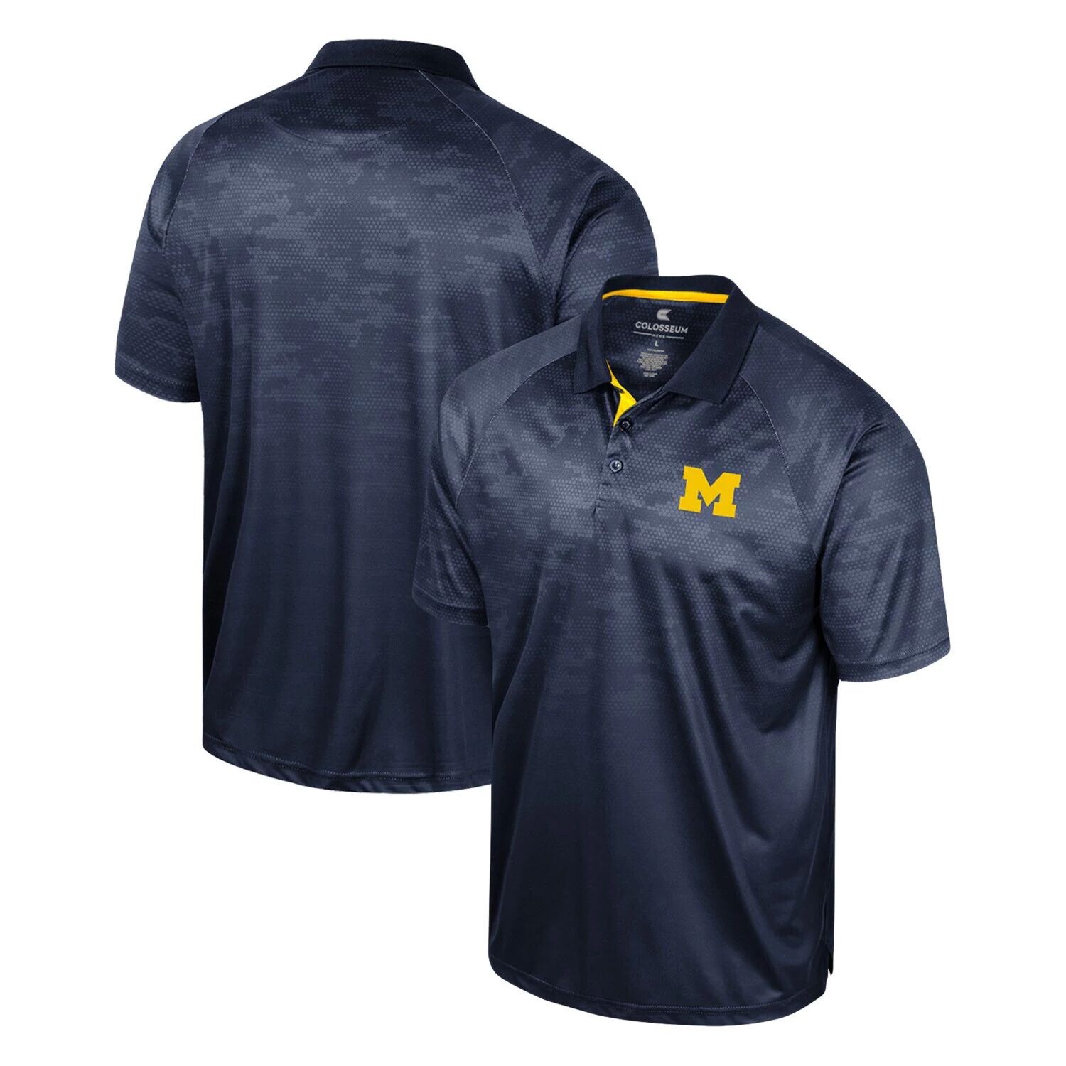

Мужская темно-синяя рубашка-поло реглан Michigan Wolverines Honeycomb Colosseum