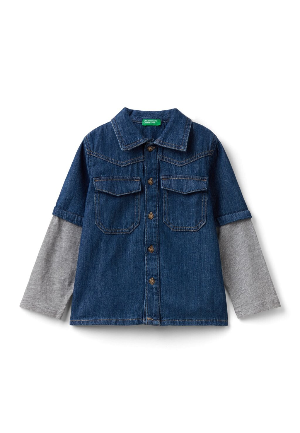 

Рубашка WITH DOUBLE SLEEVES United Colors of Benetton, цвет blue