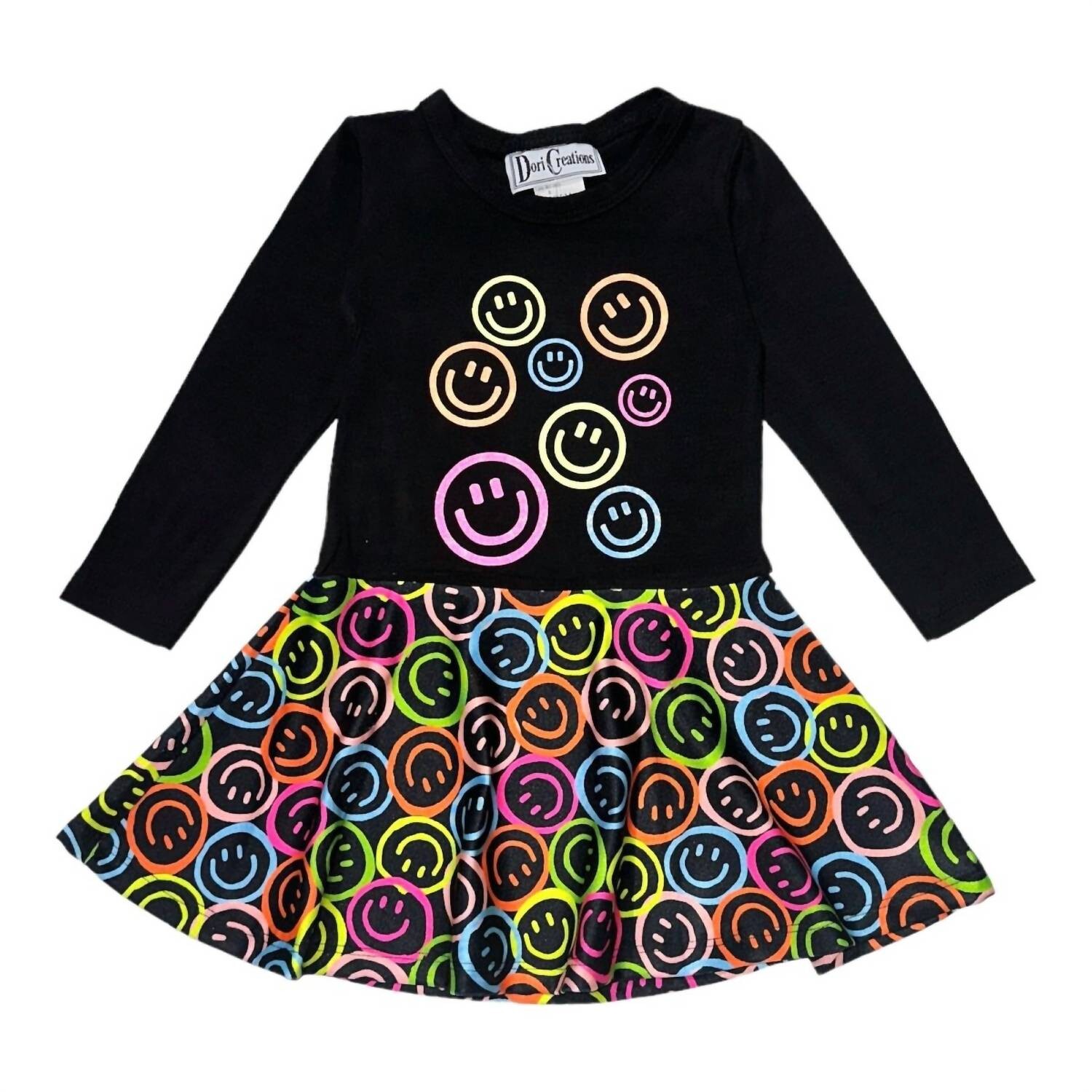 

Черное/многоцветное платье Girls Smile Twirl Dori Creations