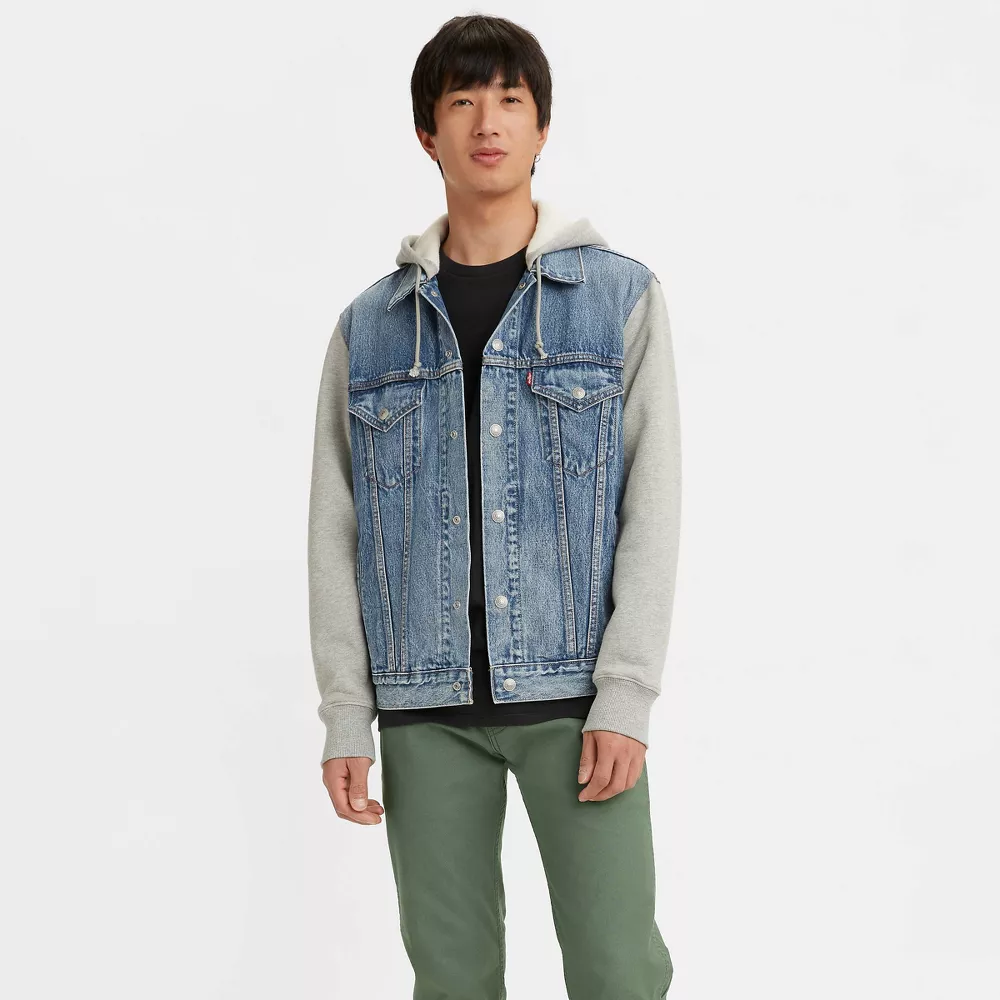 

Мужская куртка-пиджак Levi's Hybrid Hoodie V Trucker, цвет Blue