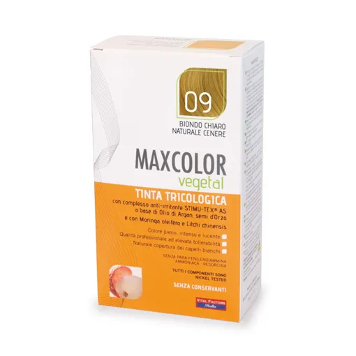 

Краска для волос Max Color Vegetal 09 Natural Light Blonde Ash 140 мл Vital Factors