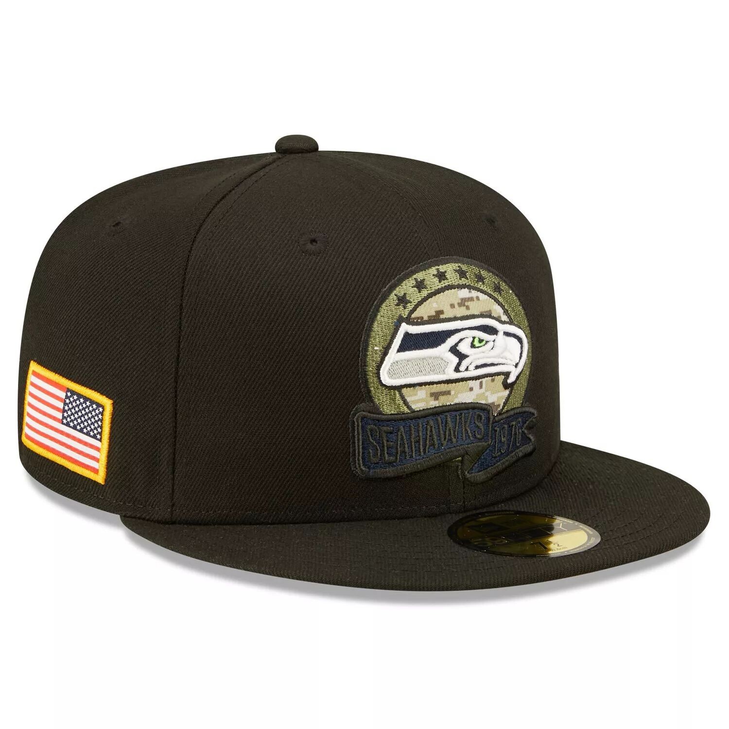 

Мужская облегающая шляпа New Era Black Seattle Seahawks 2022 Salute To Service 59FIFTY