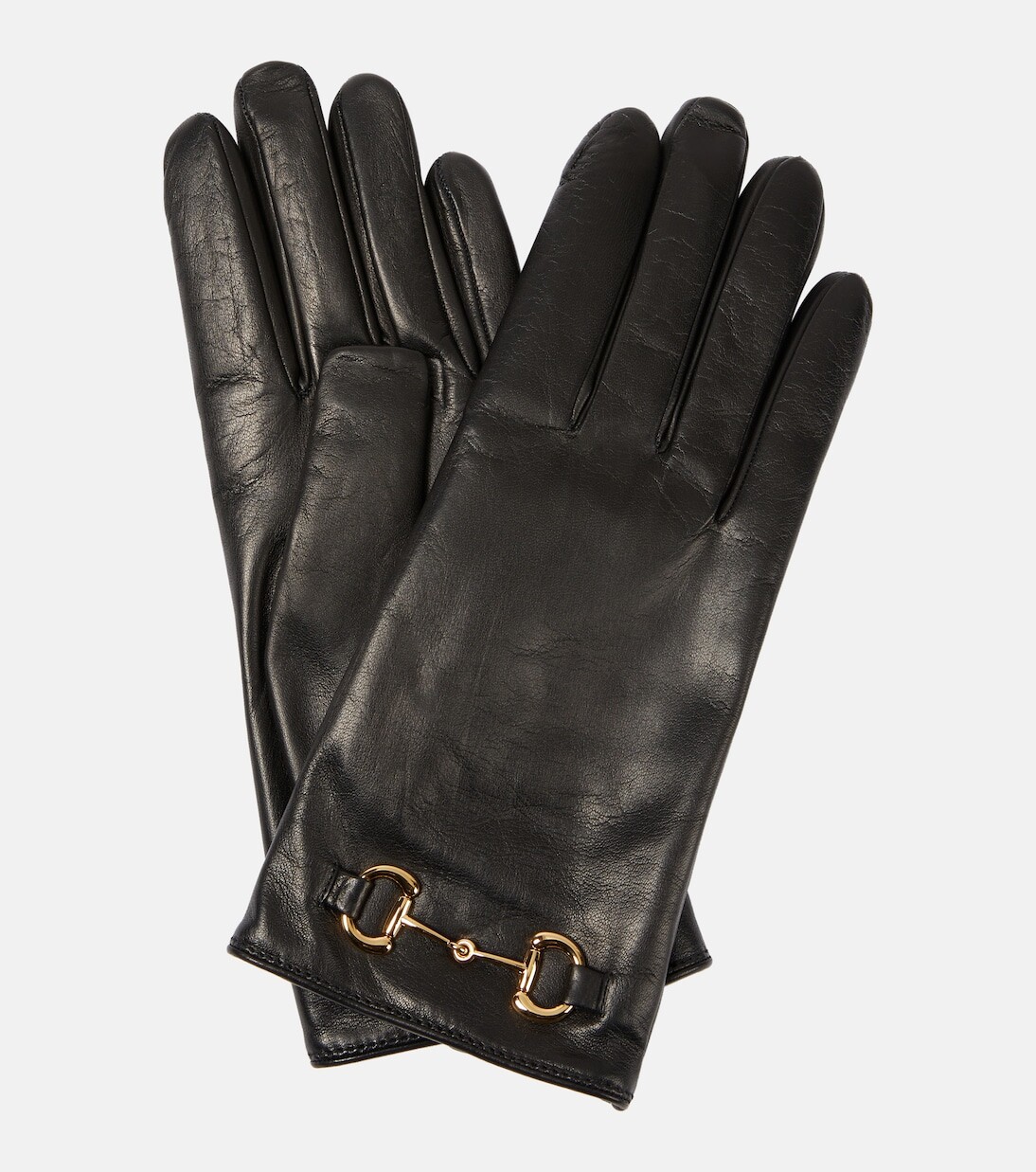

Кожаные перчатки horsebit Gucci, черный