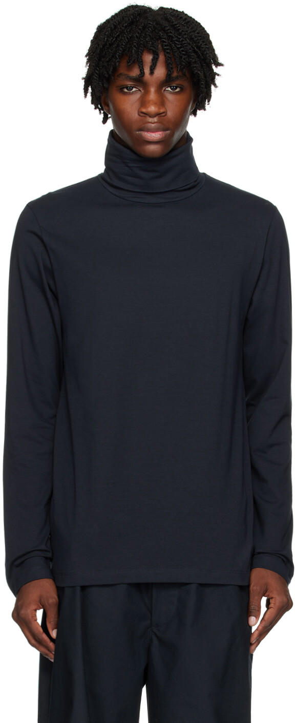 

Темно-синяя водолазка с вышивкой Jil Sander, Синий