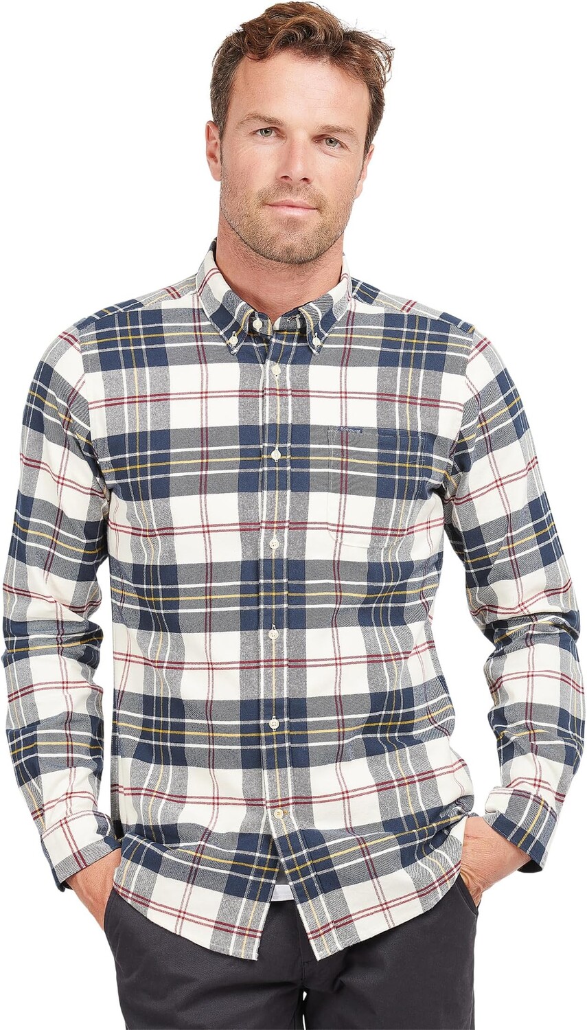 

Рубашка в клетку Barbour Ronan в строгом стиле, цвет Ecru