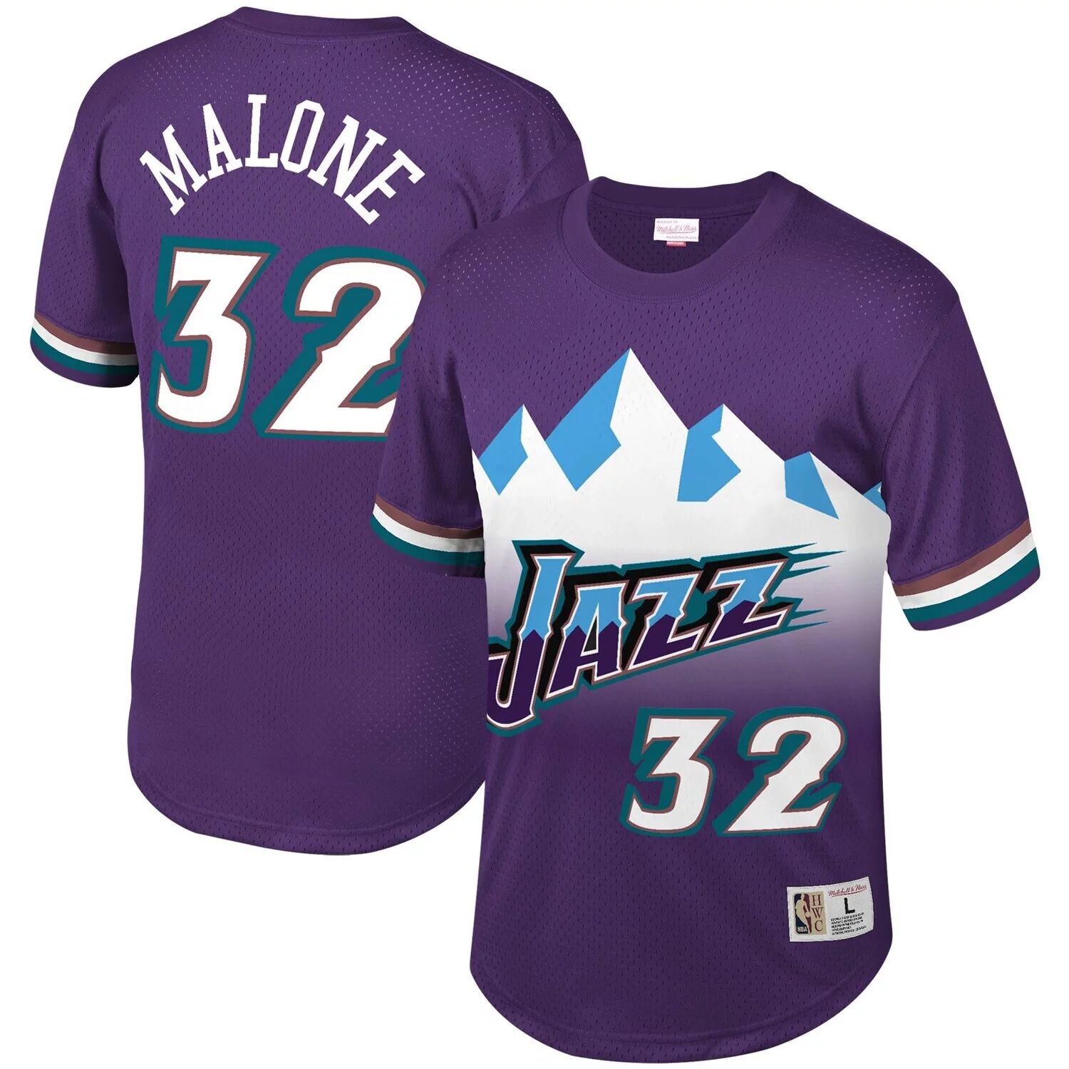 Мужская фиолетовая сетчатая футболка Mitchell & Ness Karl Malone с Ютой Джаз