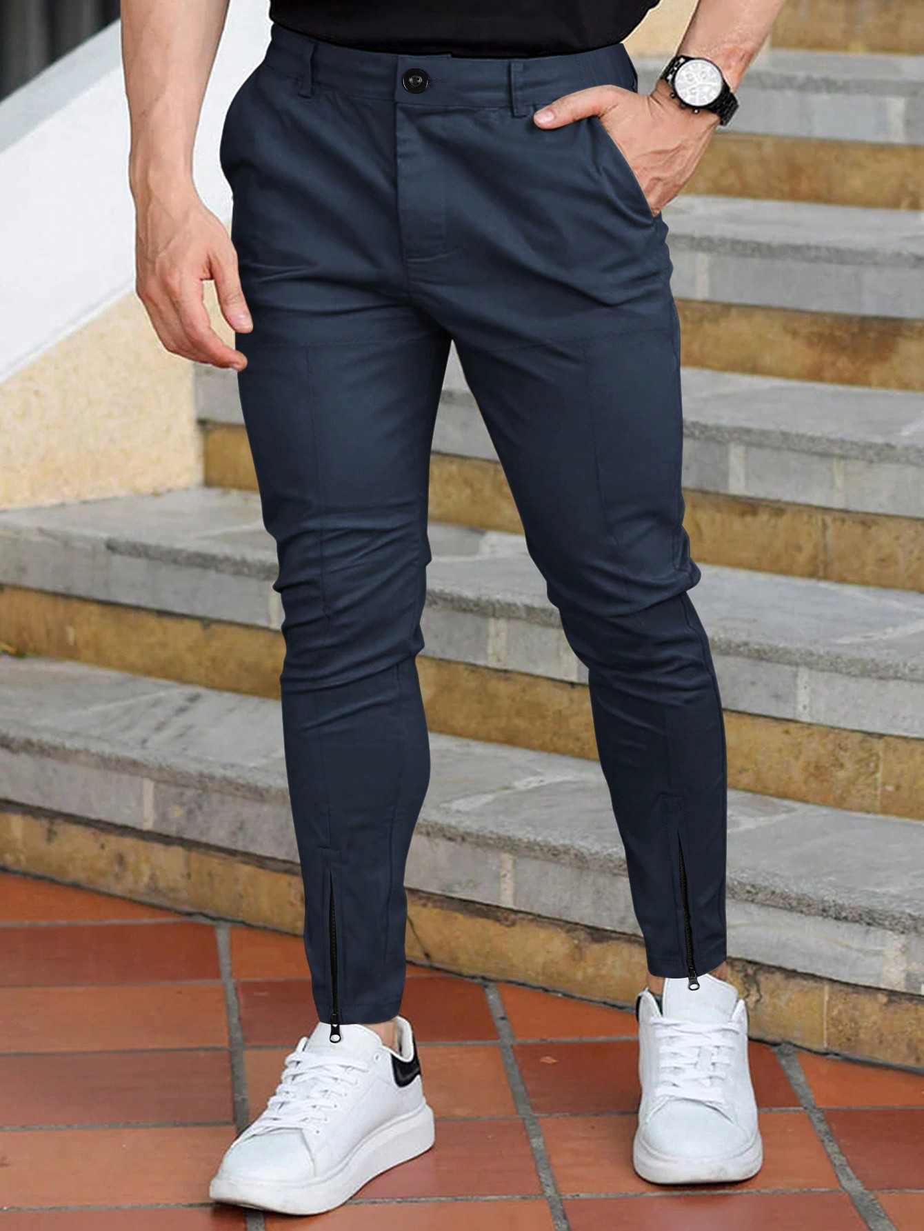 Мужские повседневные брюки с карманами Manfinity Homme, темно-синий мужские повседневные однотонные брюки manfinity homme темно серый