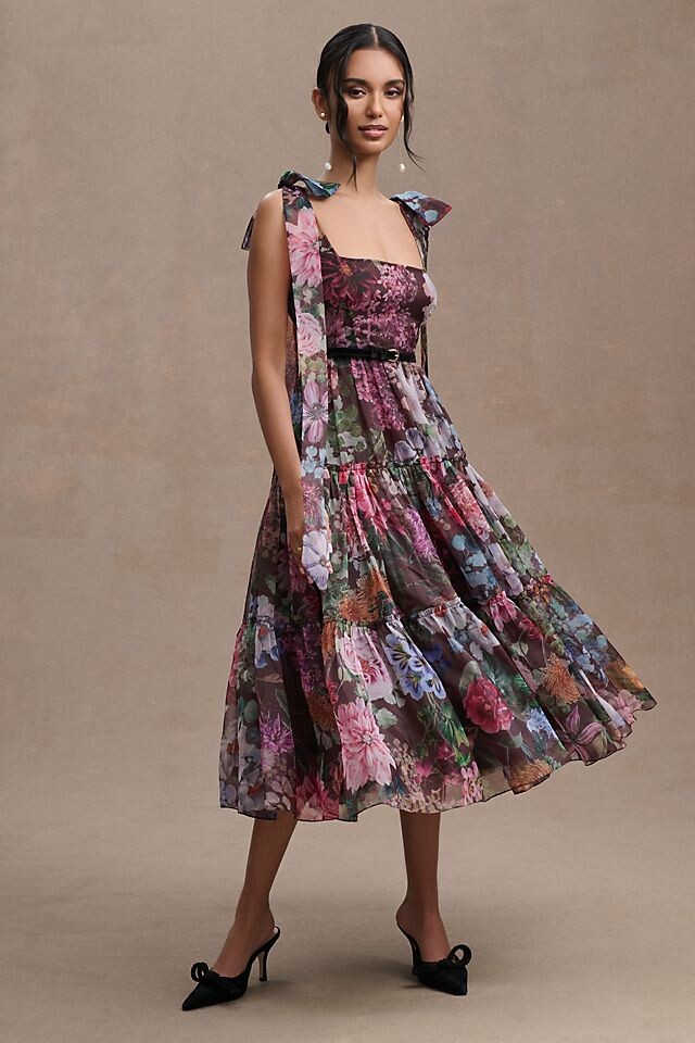 

Платье-миди BHLDN Isabella с квадратным вырезом, мультиколор