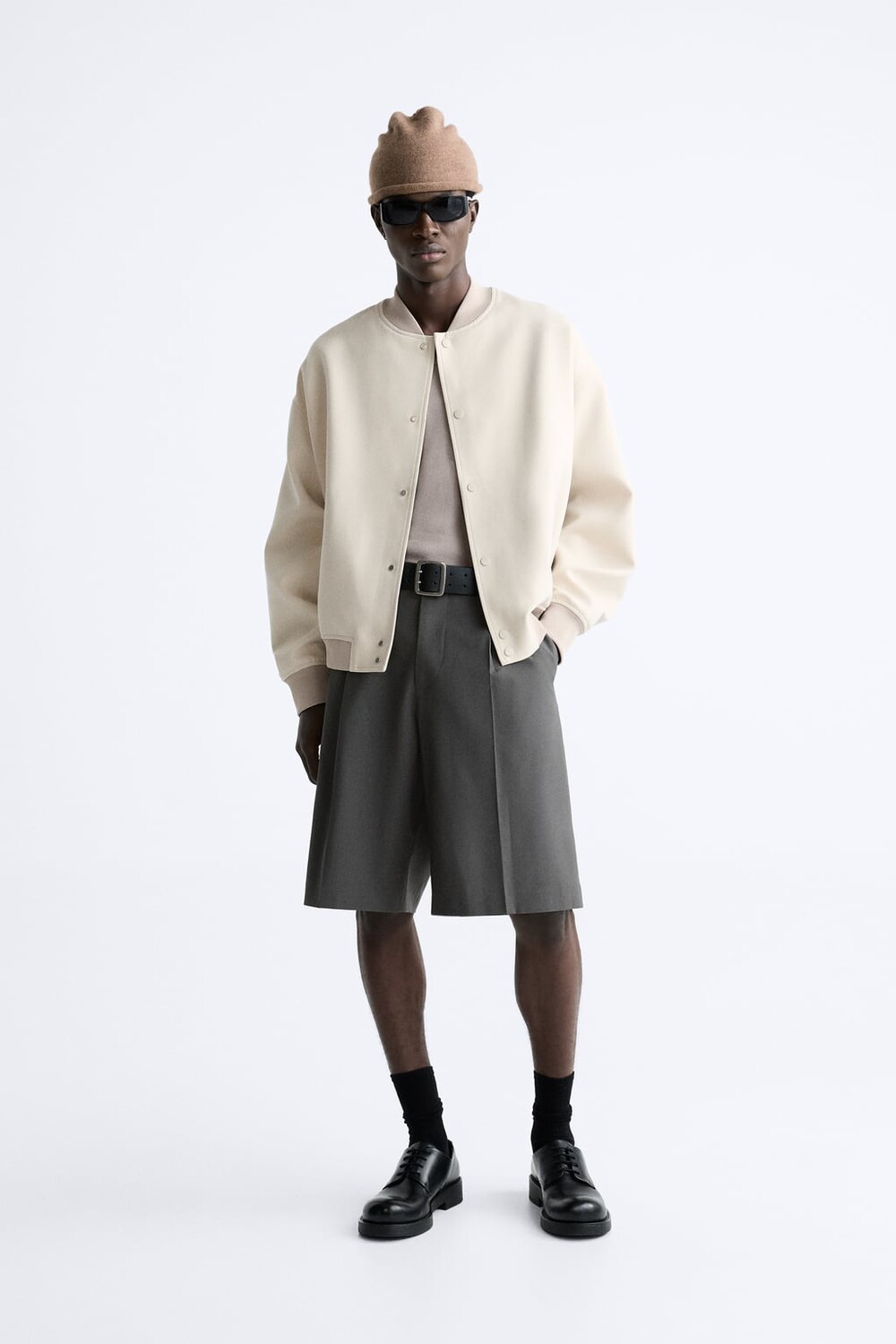 

Текстурированная куртка-бомбер ZARA, песочный