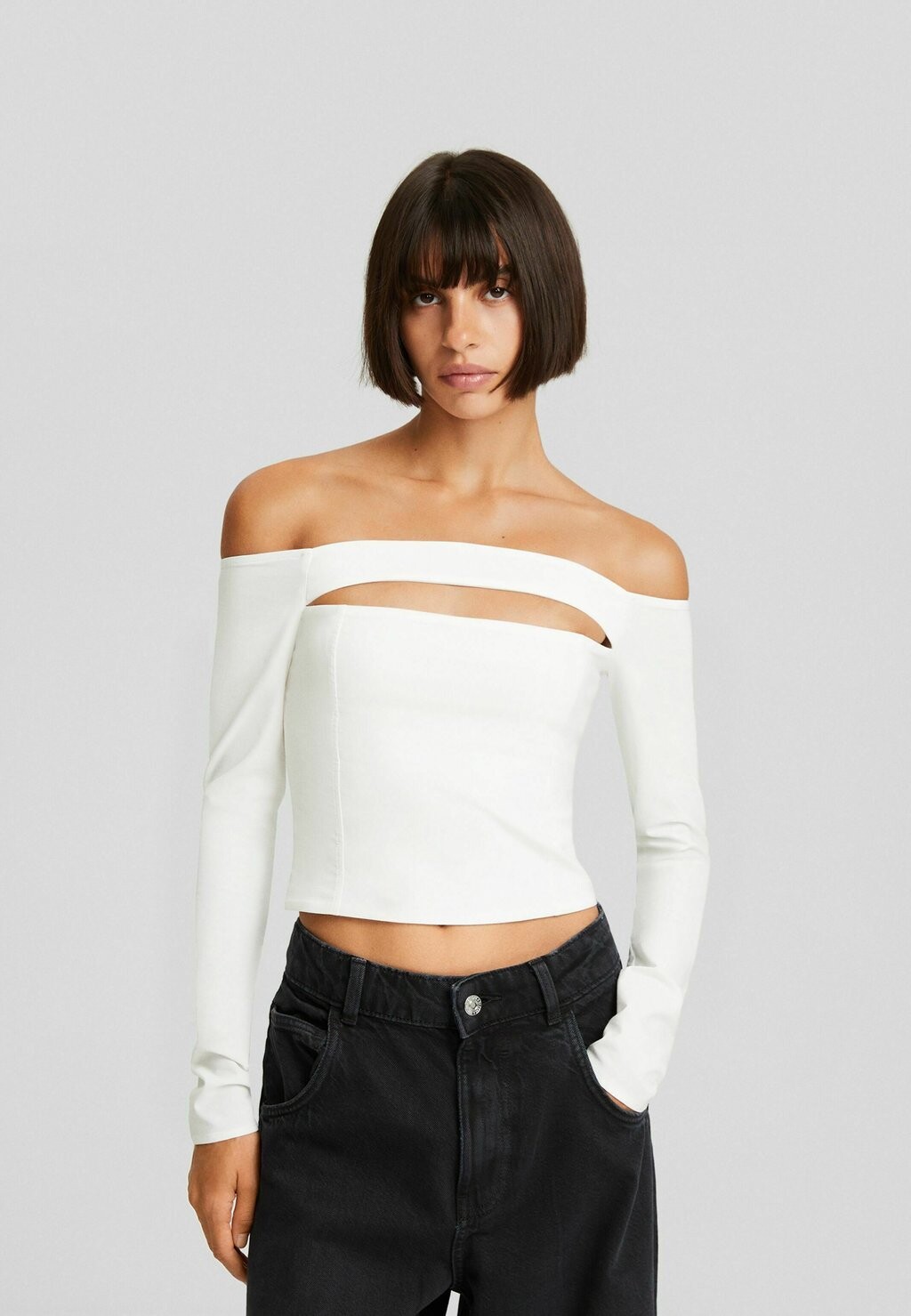

Блузка Cutout Bengaline Bershka, белый