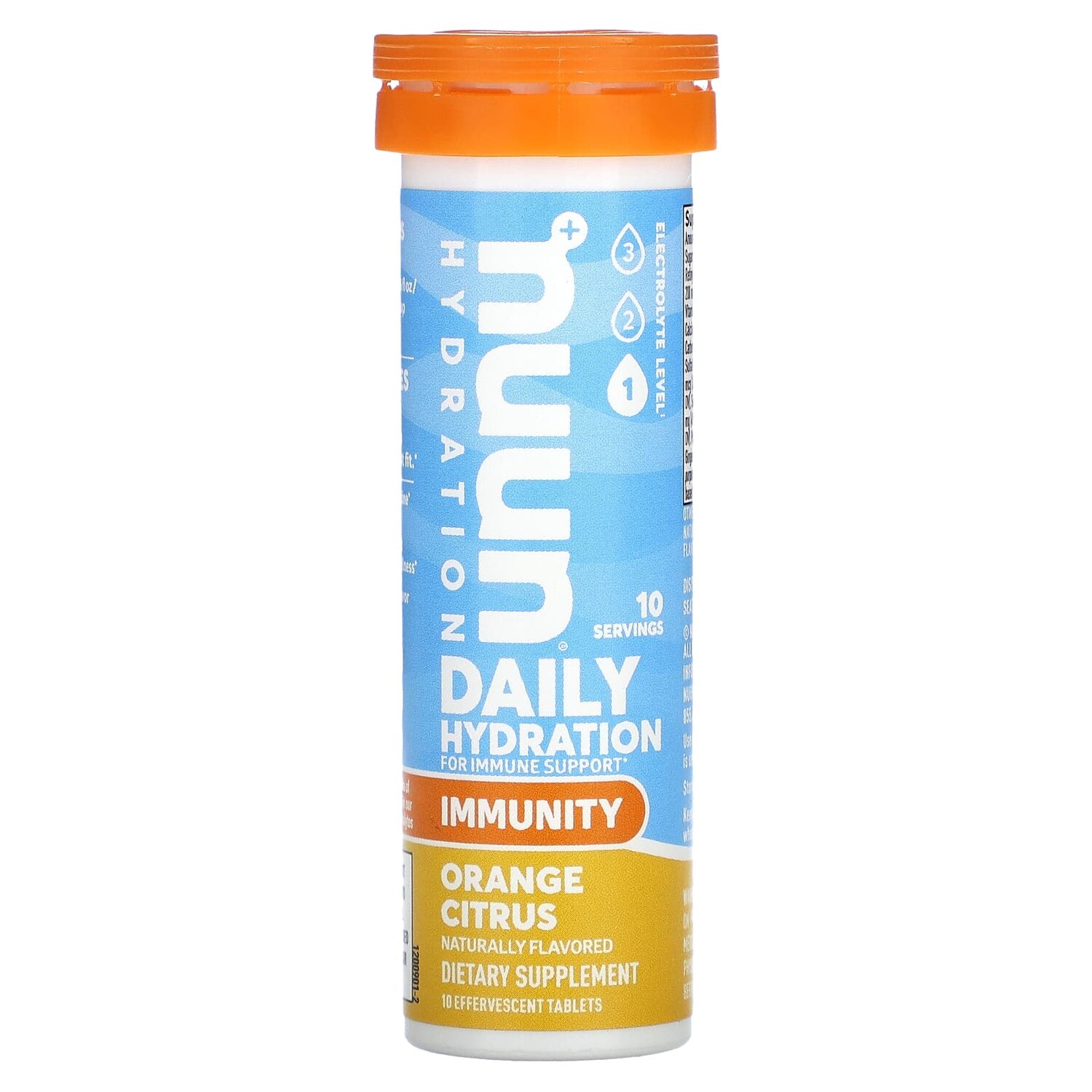 

Hydration, Immunity, Шипучая добавка для иммунитета, апельсин и цитрус, 10 таблеток, Nuun