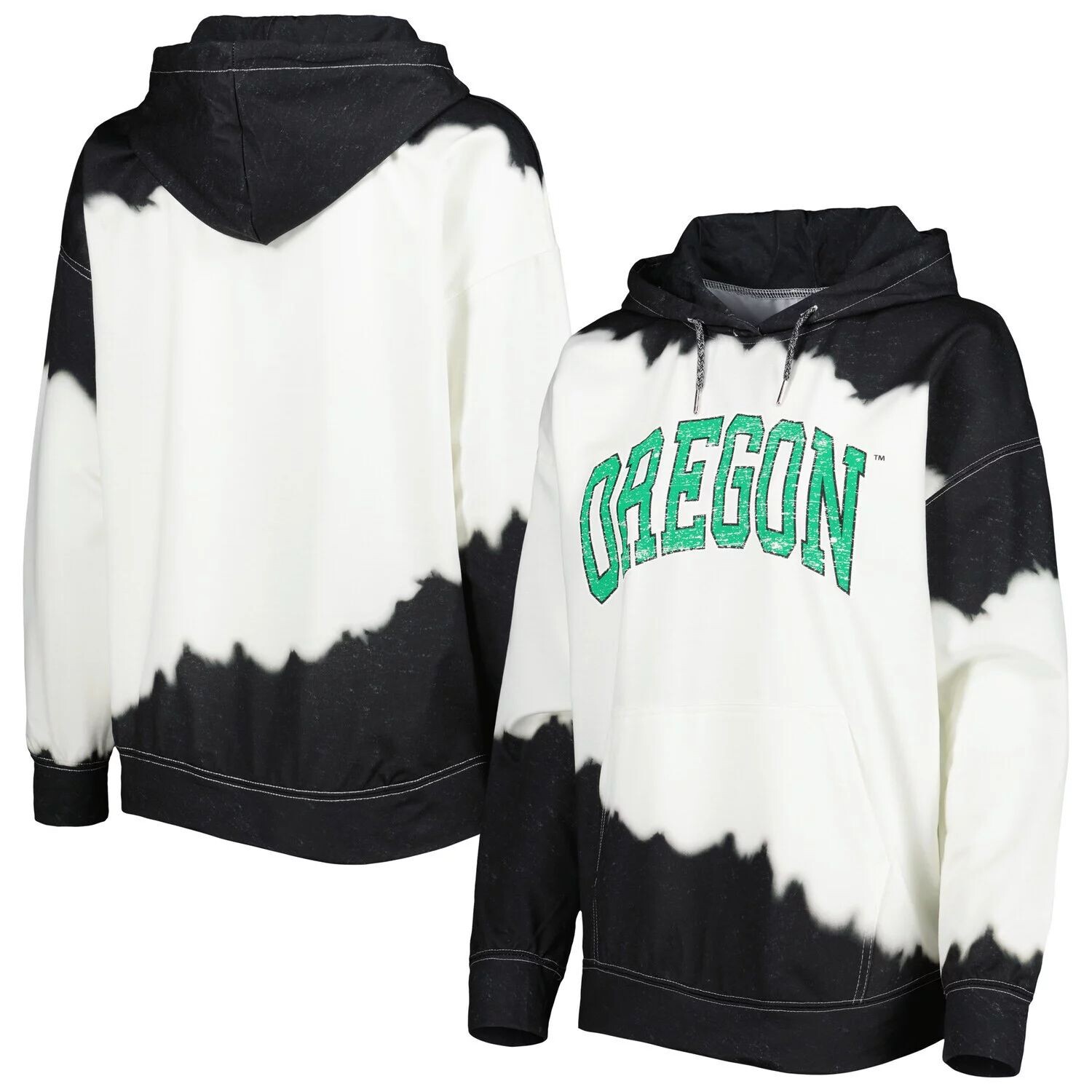 

Женский пуловер с капюшоном Gameday Couture белого/черного цвета Oregon Ducks For the Fun, окрашенный двойным погружением, Черный
