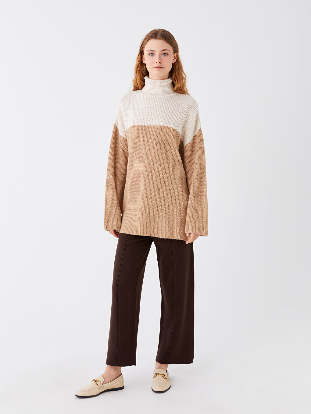 

Женские однотонные трикотажные брюки с эластичной резинкой на талии LCW Modest, коричневый