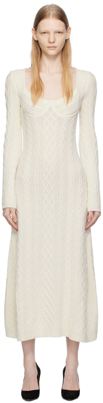 

Платье макси Chloe Off-White с овальным вырезом