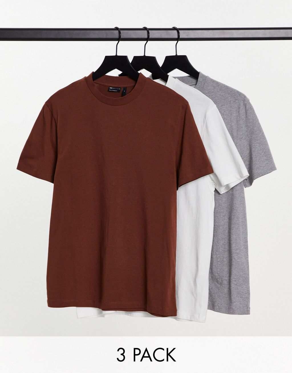 

Комплект из трех футболок с круглым вырезом ASOS DESIGN бордового, белого и черного цветов