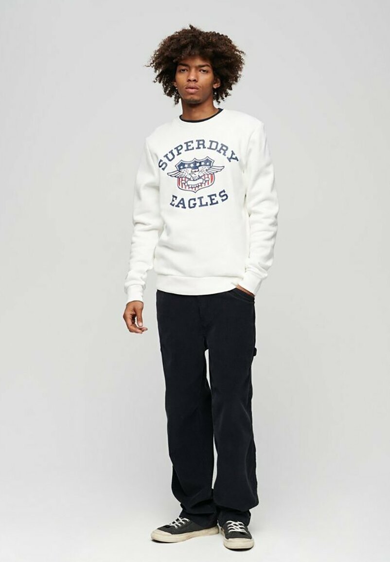 

Толстовка Superdry Stars Stripes Graphic Crew, кремовый, Серый