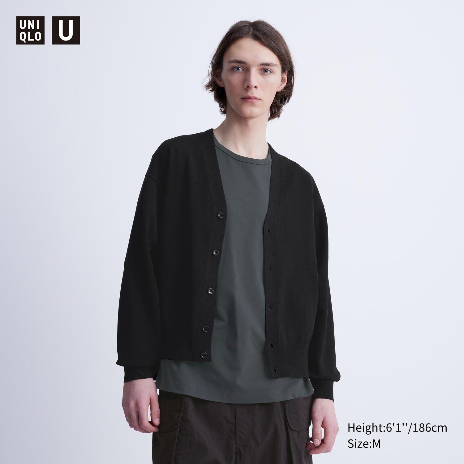 Кардиган с v-образным вырезом UNIQLO, черный кардиган uniqlo sheer v neck черный