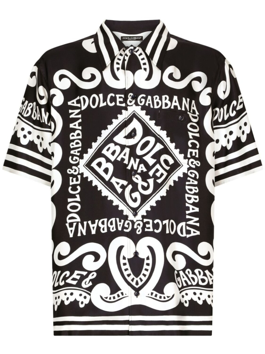 

Dolce & Gabbana шелковая рубашка с короткими рукавами и принтом, черный