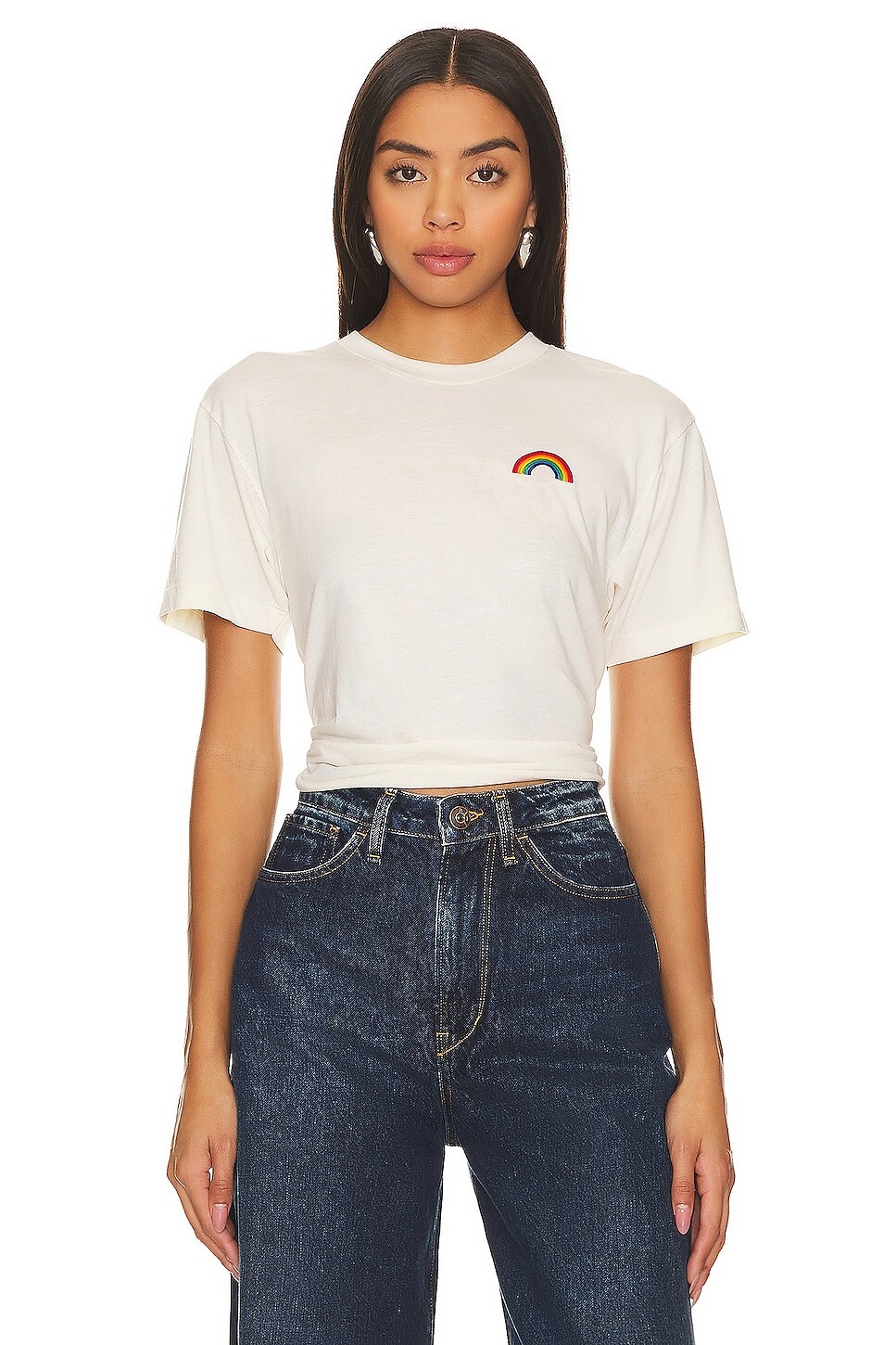 

Футболка Aviator Nation Rainbow Embroidery Boyfriend, цвет Vintage White