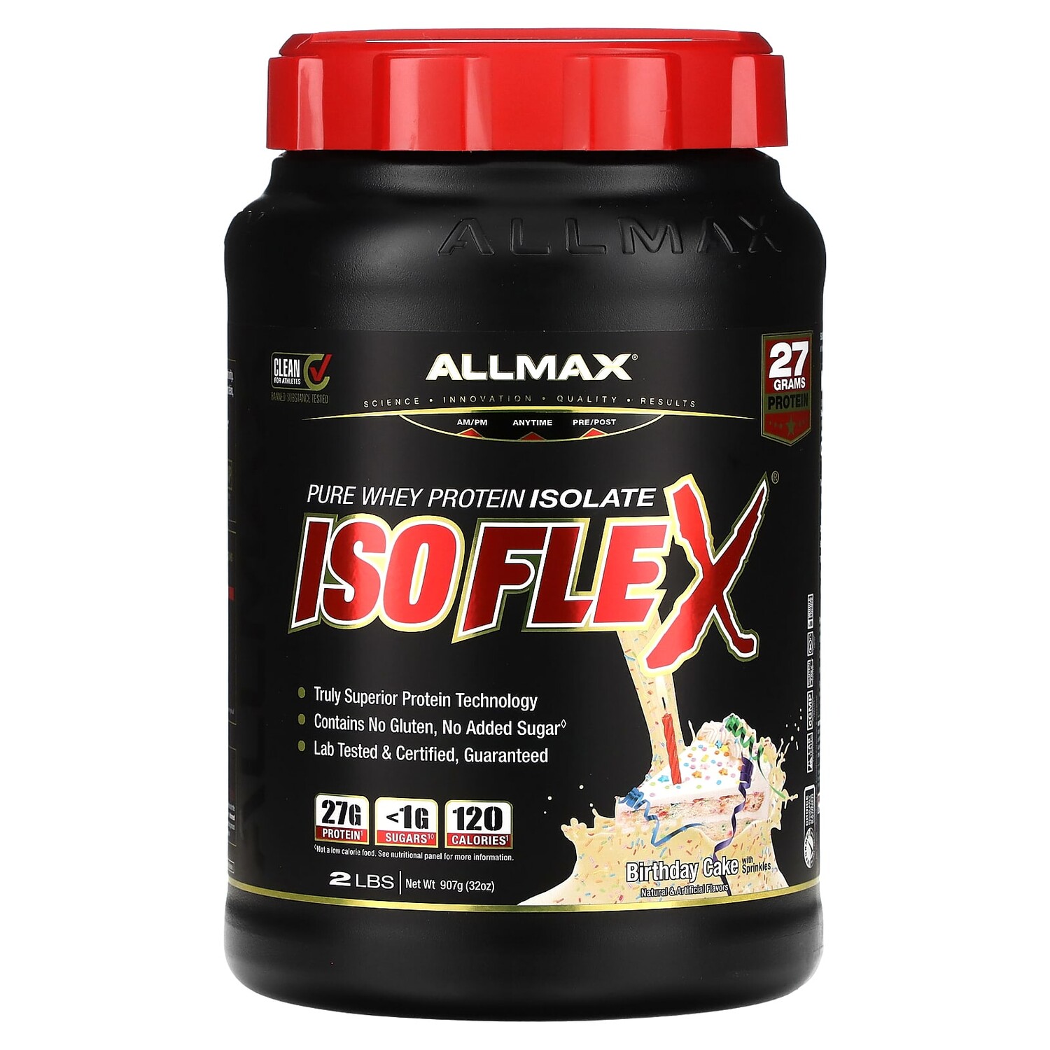 

Isoflex, 100% чистый изолят сывороточного протеина, со вкусом торта с посыпкой, 907 г (2 фунта), ALLMAX