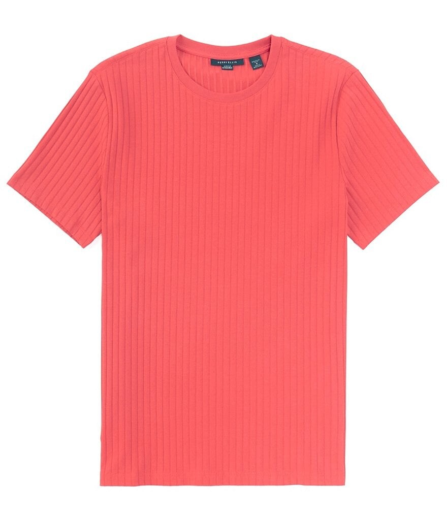 

Футболка Perry Ellis с короткими рукавами и вертикальными рубчиками, красный