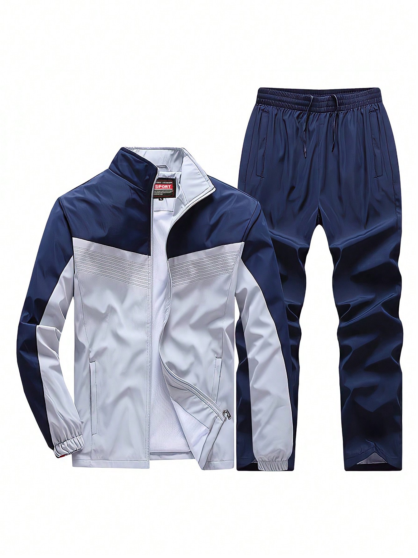Мужская куртка и брюки с воротником-стойкой для бега, светло-серый комплект для велоспорта raudax 2021 с длинным рукавом дышащая одежда для горных велосипедов одежда для велоспорта летняя одежда для триатлон