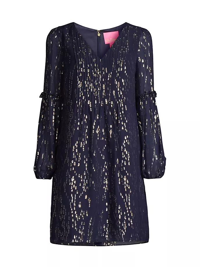 

Мини-платье Cleme из шелковой смеси металлик Lilly Pulitzer, цвет true navy
