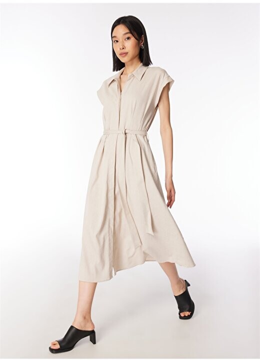 

Белое стандартное женское платье с воротником рубашки M1310510-82949-WOVEN MIDI DRESS Mavi