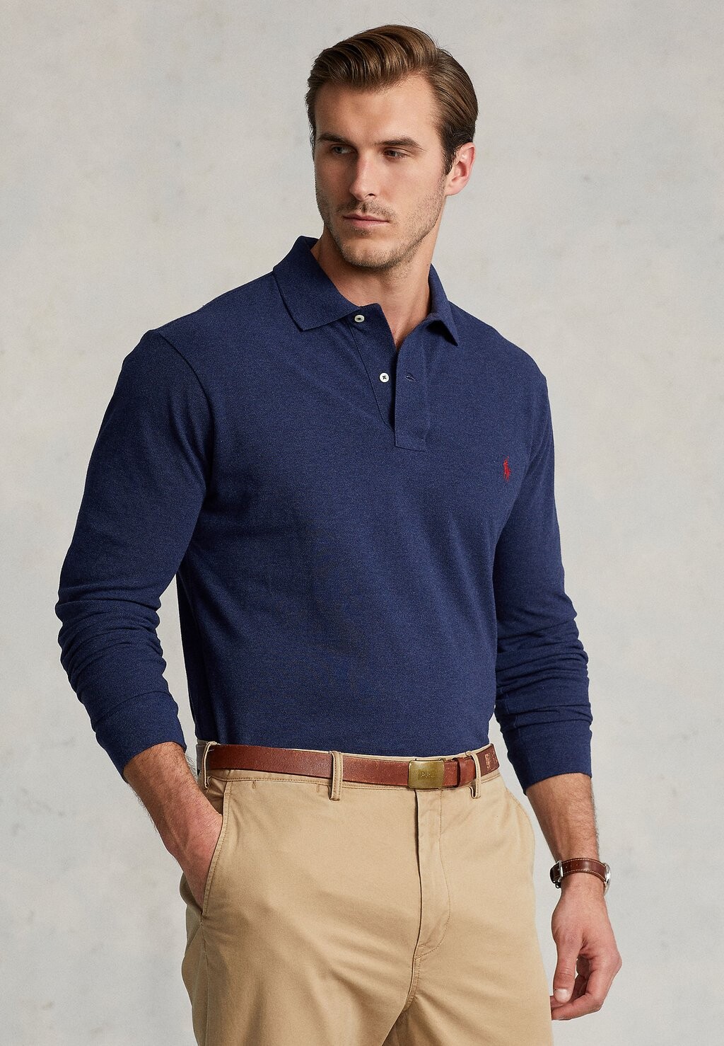 

Поло ДЛИННЫЙ РУКАВ Polo Ralph Lauren Big & Tall, весенний темно-синий
