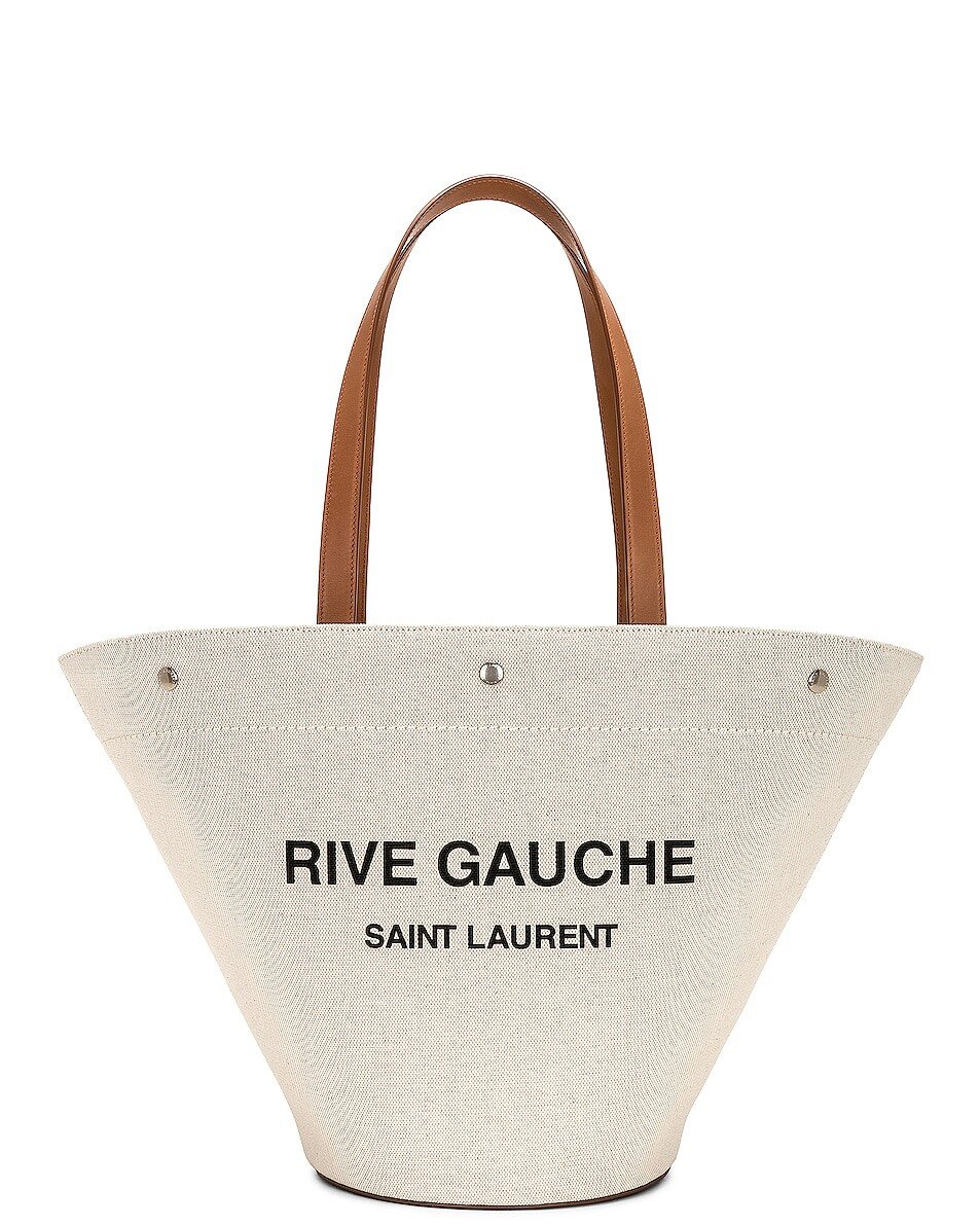 

Сумка-тоут Saint Laurent Rive Gauche Panier Tote, цвет Greggio, Nero & Brick