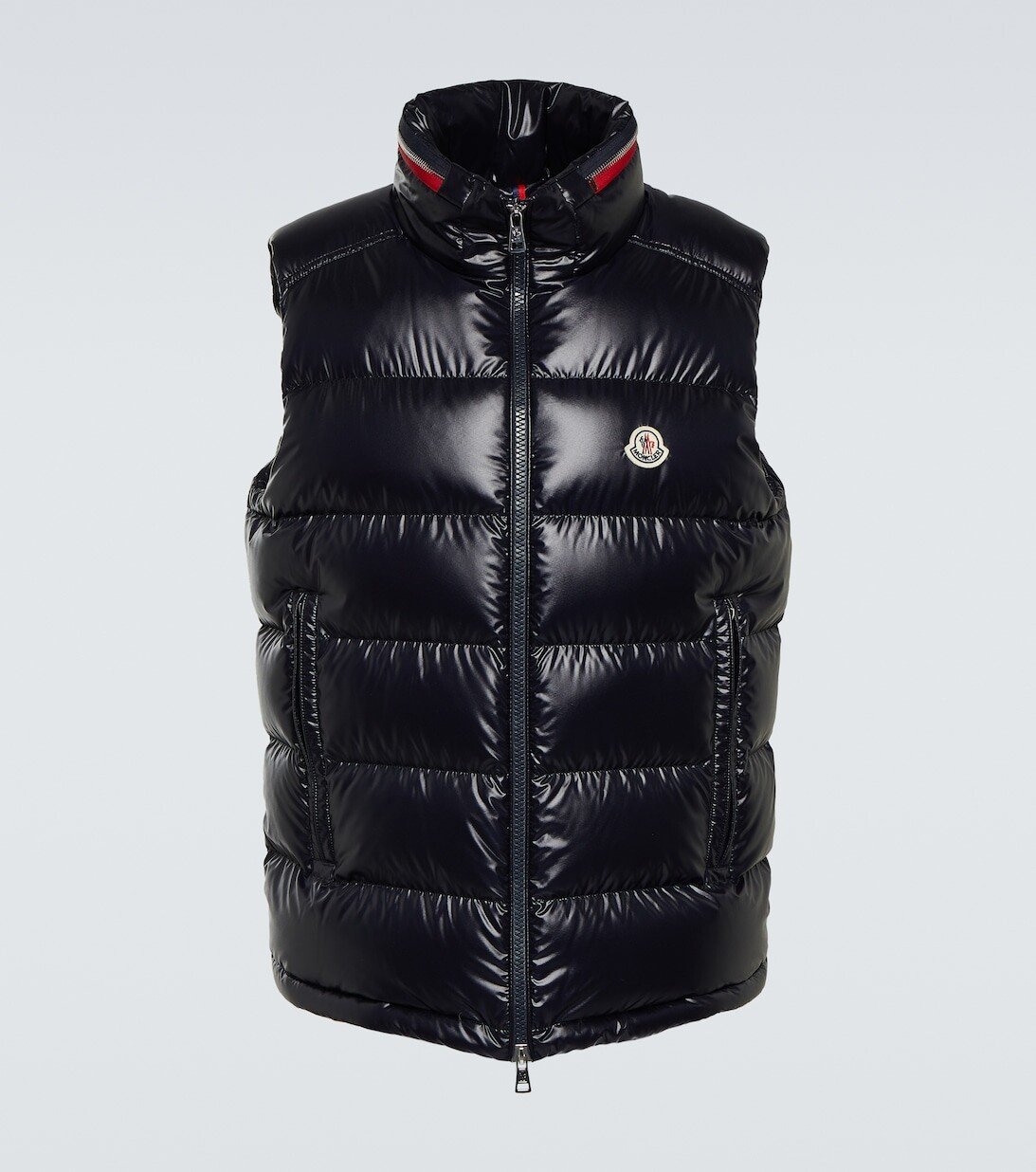 Узкий пуховый жилет Moncler, синий