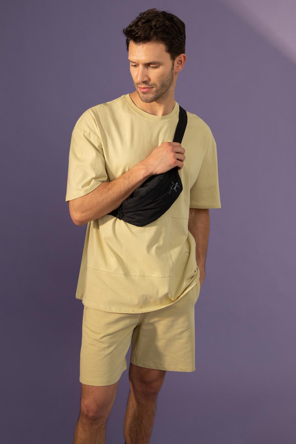Хлопковая футболка оверсайз с круглым вырезом DeFacto, бежевый свитер оверсайз с круглым вырезом defacto экрю