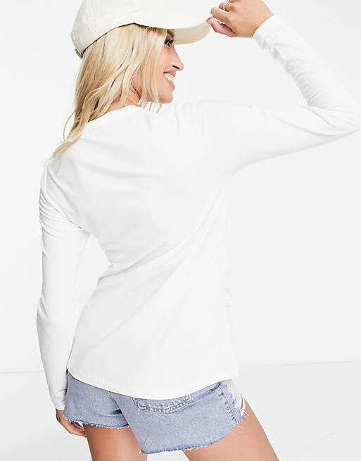 

Белая хлопковая футболка узкого кроя с длинными рукавами ASOS DESIGN Maternity - БЕЛАЯ, Белый