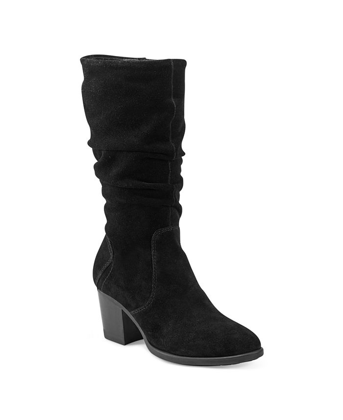 Женские повседневные ботинки на блочном каблуке с виноградной лозой и миндалевидным носком, узкие до икры Earth, черный