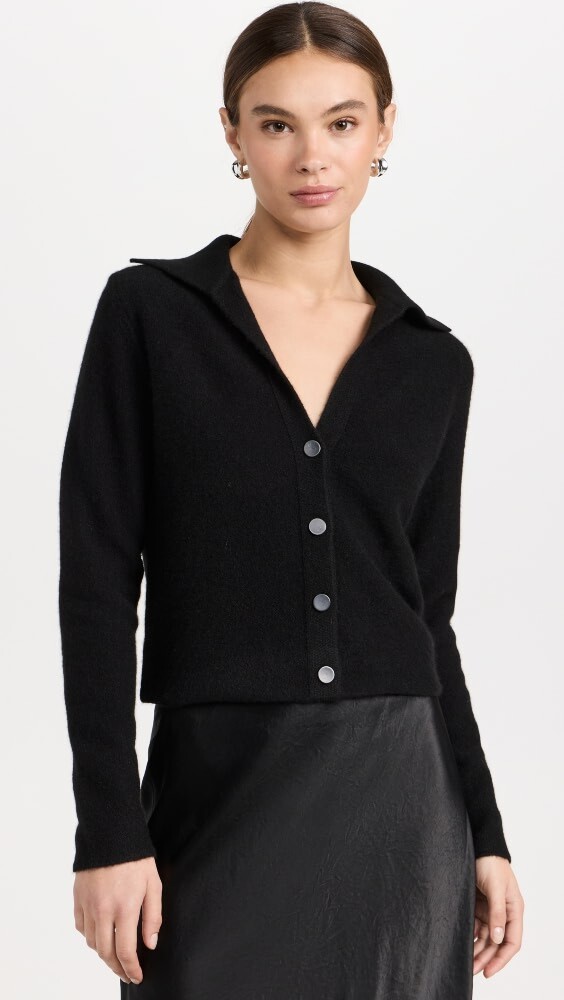 

Кардиган Vince Polo Button Cashmere, черный