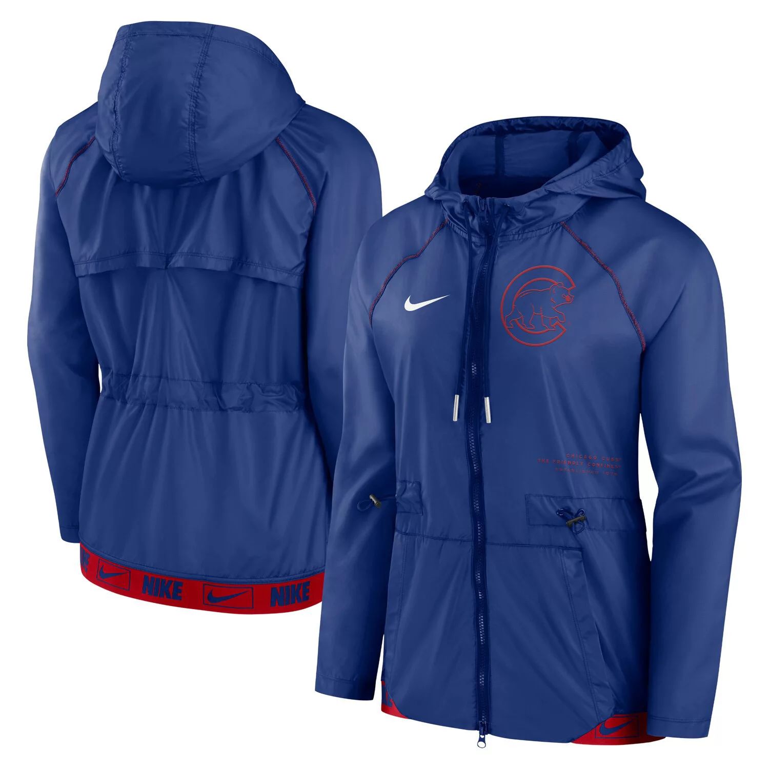 цена Женская куртка с капюшоном и молнией во всю длину Nike Royal Chicago Cubs Nike