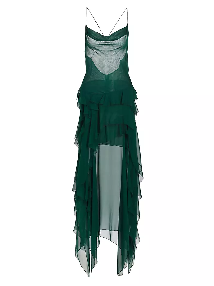 Платье из шелкового шифона с оборками Jason Wu Collection, цвет seagreen