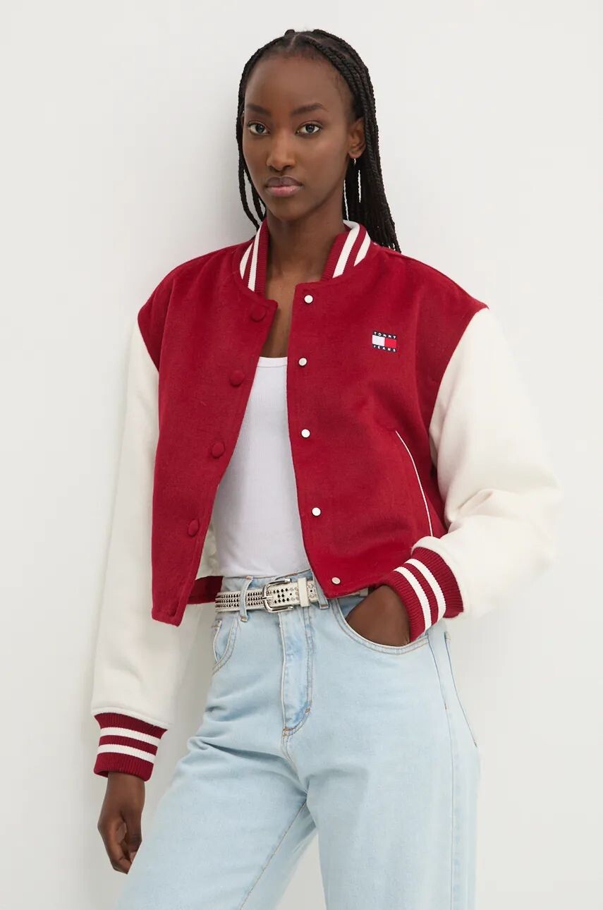

Куртка Tommy Jeans из смесовой шерсти, красный