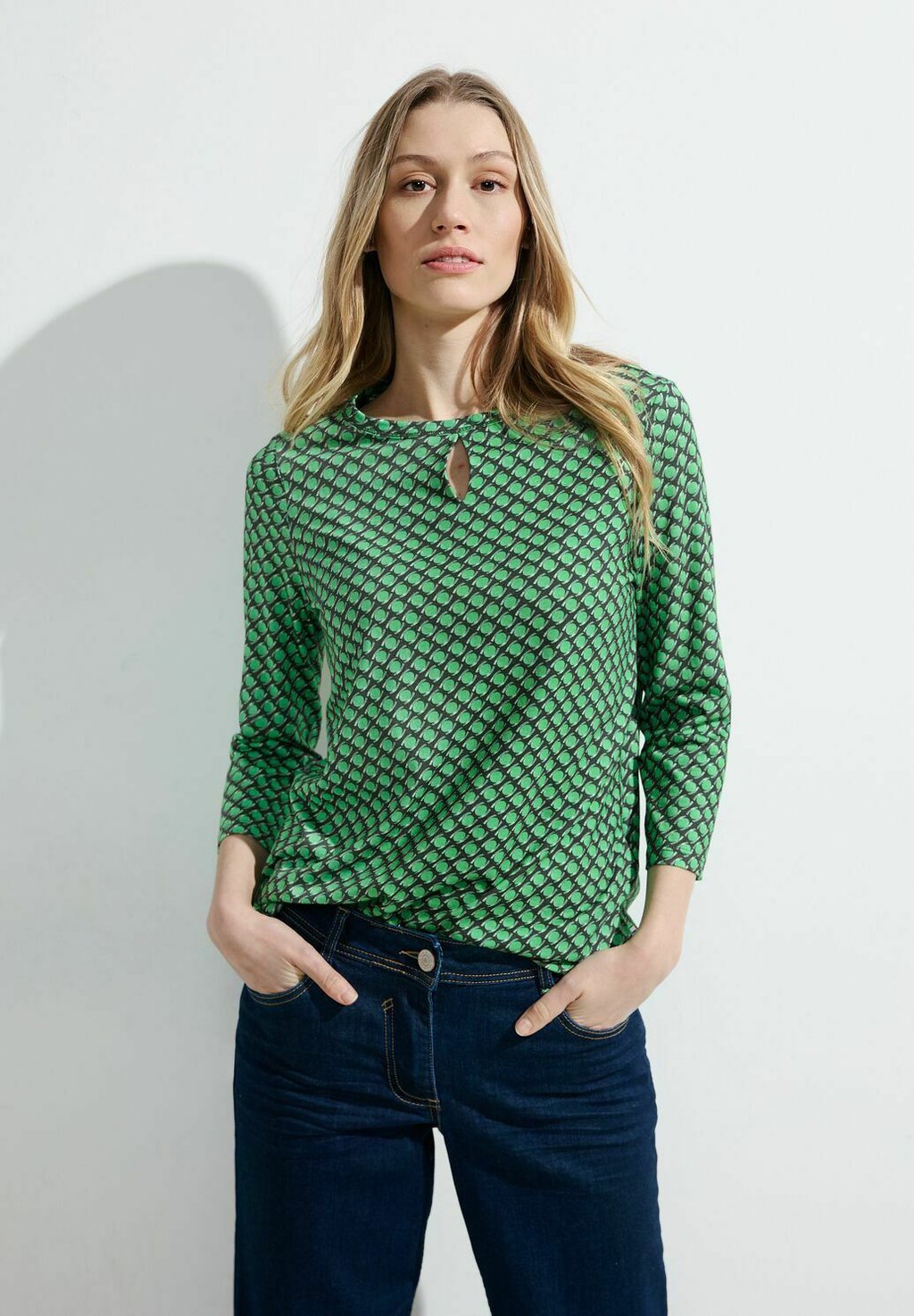 Рубашка с длинным рукавом MIT PUNKTE Cecil, цвет grün