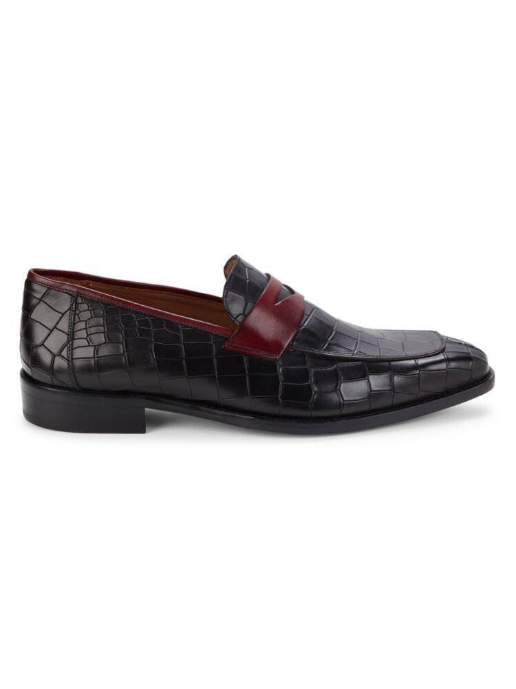 

Пенни-лоферы из кожи с тиснением под крокодила Mezlan, цвет Black Burgundy