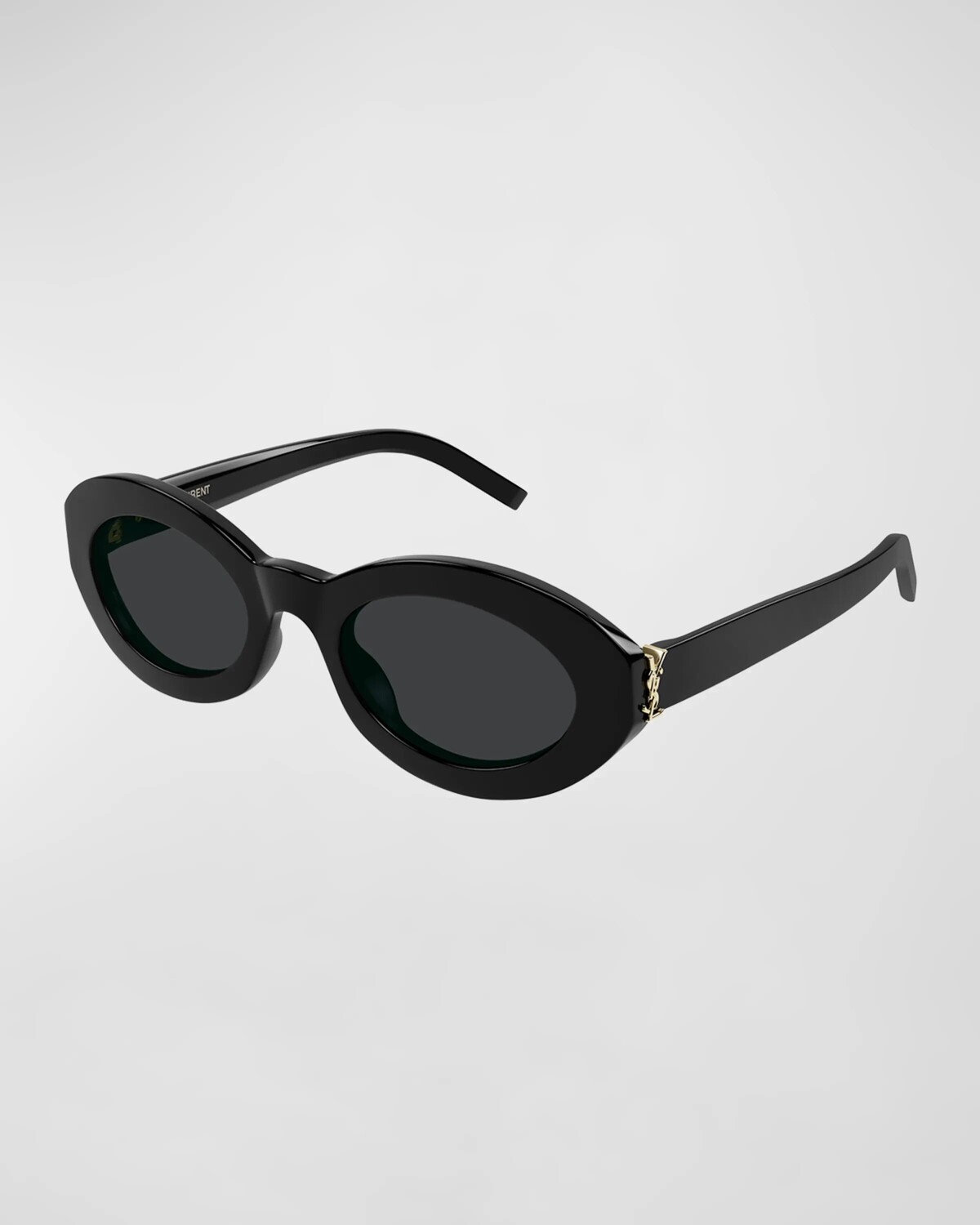 

Овальные солнцезащитные очки YSL из ацетата Saint Laurent, цвет Shiny Solid Black