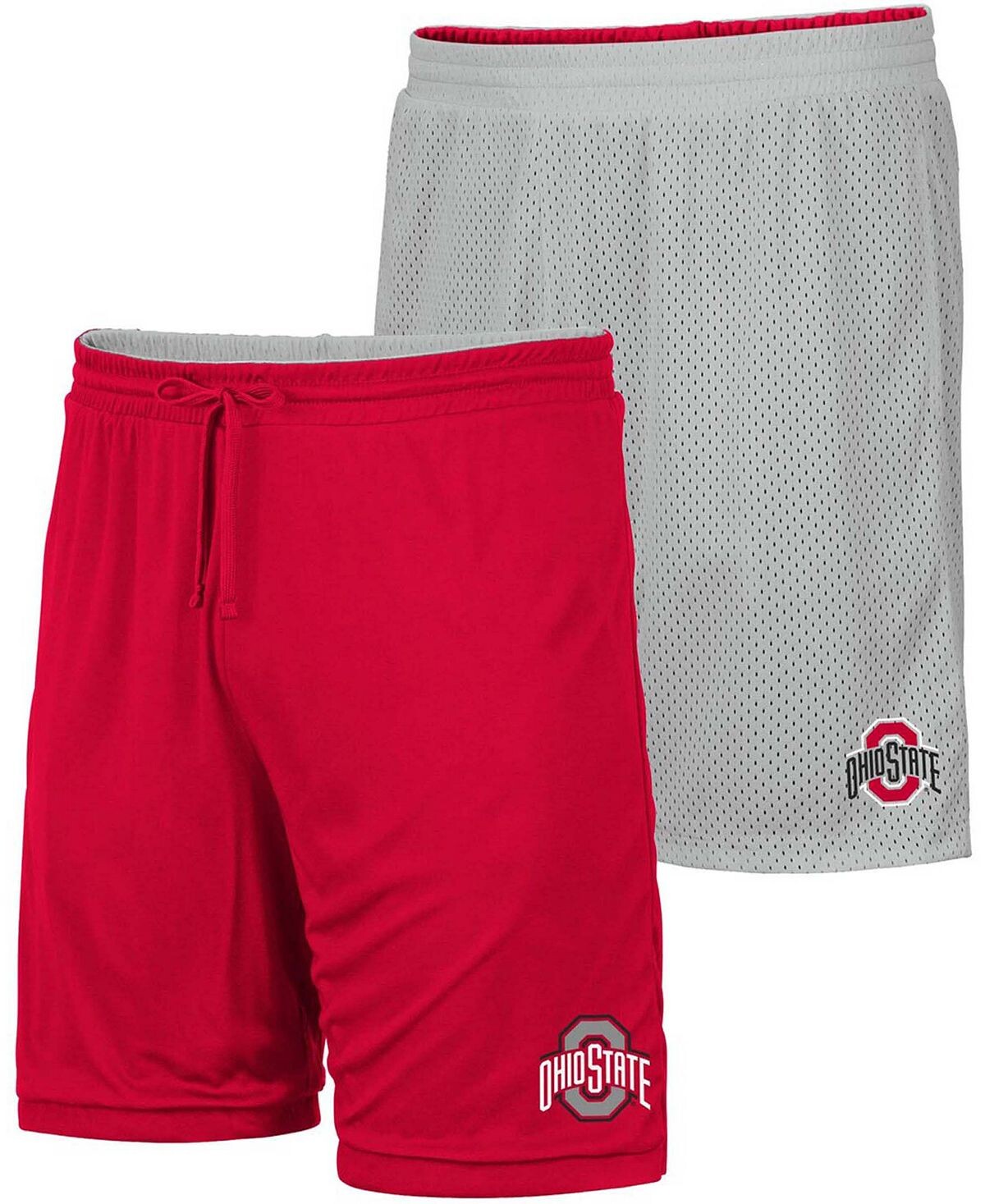 

Мужские алые, серые двусторонние шорты с логотипом Ohio State Buckeyes Wiggum Colosseum